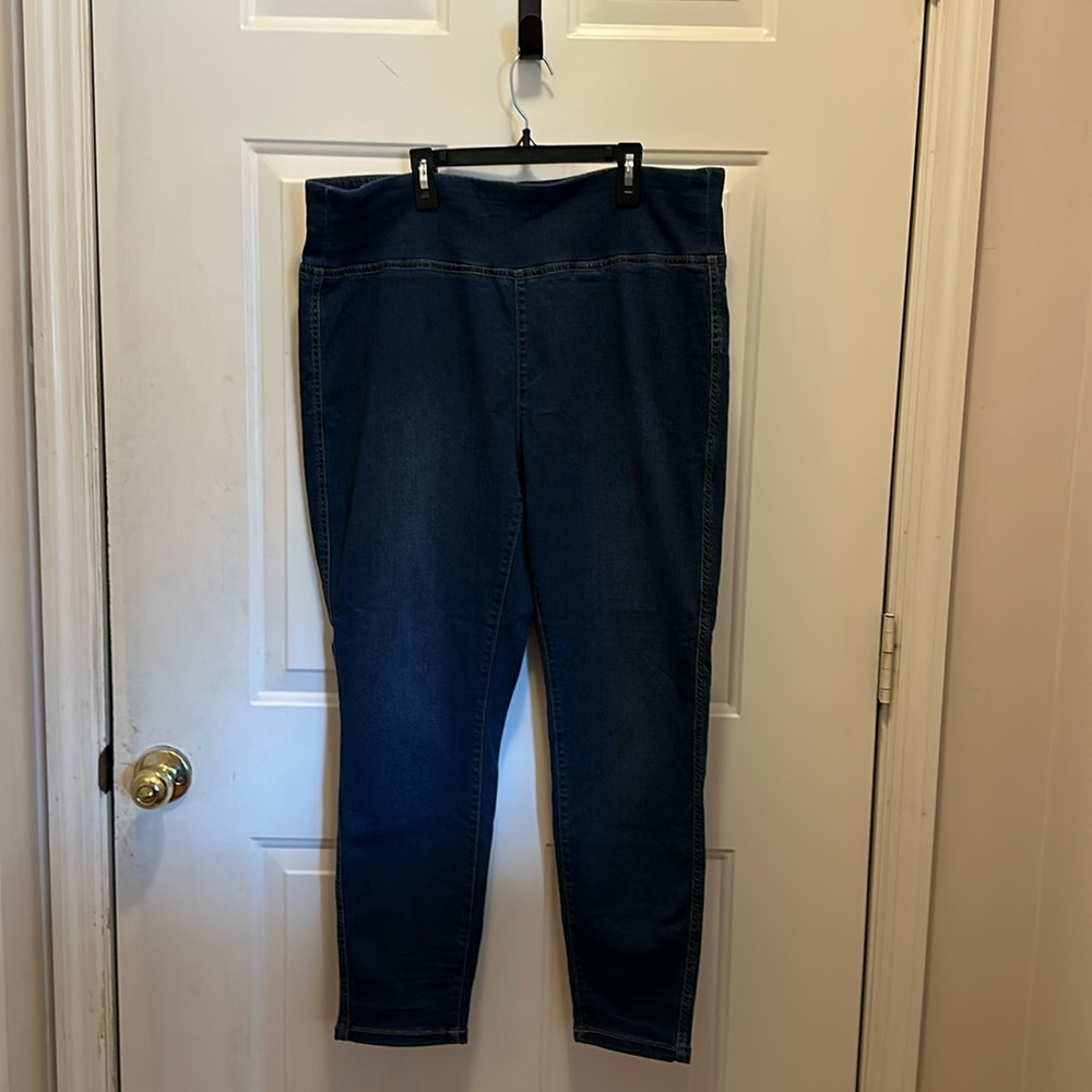 Elastic high waisted jeans. Cotton,spandex,Polyester & Rayon.Sz 2x straight leg - Picture 1 of 4